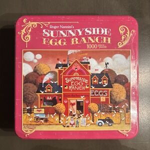 Ceaco 1000 Piece Puzzle in a Tin Roger Nannini's "Egg Ranch" 27"x20"  New